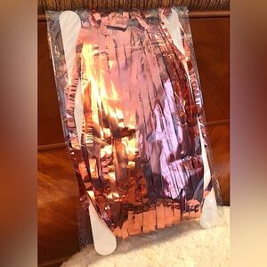 Pink Rose Gold Metallic Tinsel Foil Fringe Curtains Party Valentines NEW UNUSED